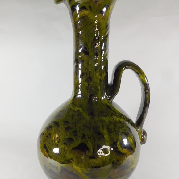 Vintage 15 Inch Tall Swirl Glaze Dipped Pot Belly Hand Thrown - Picture 12 of 15